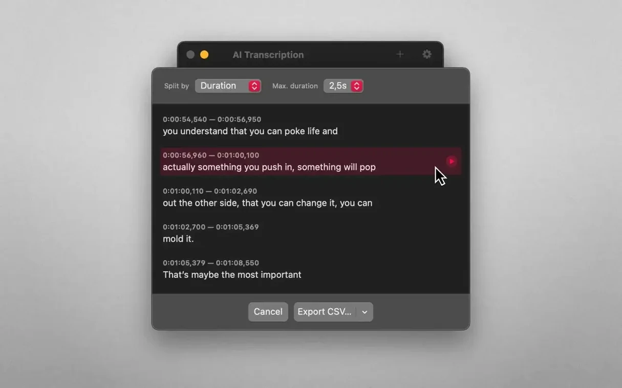 AI Transcription mode 3