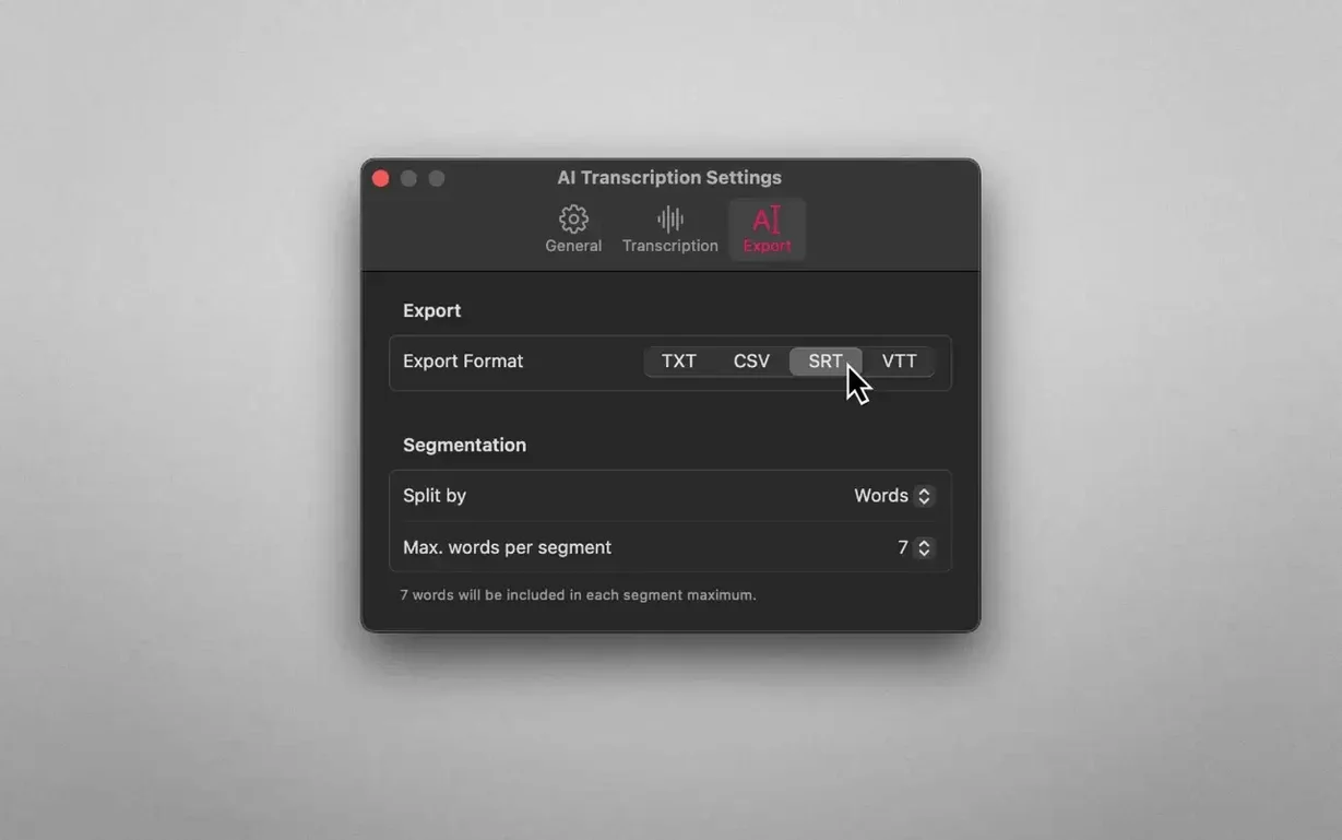 AI Transcription mode 4