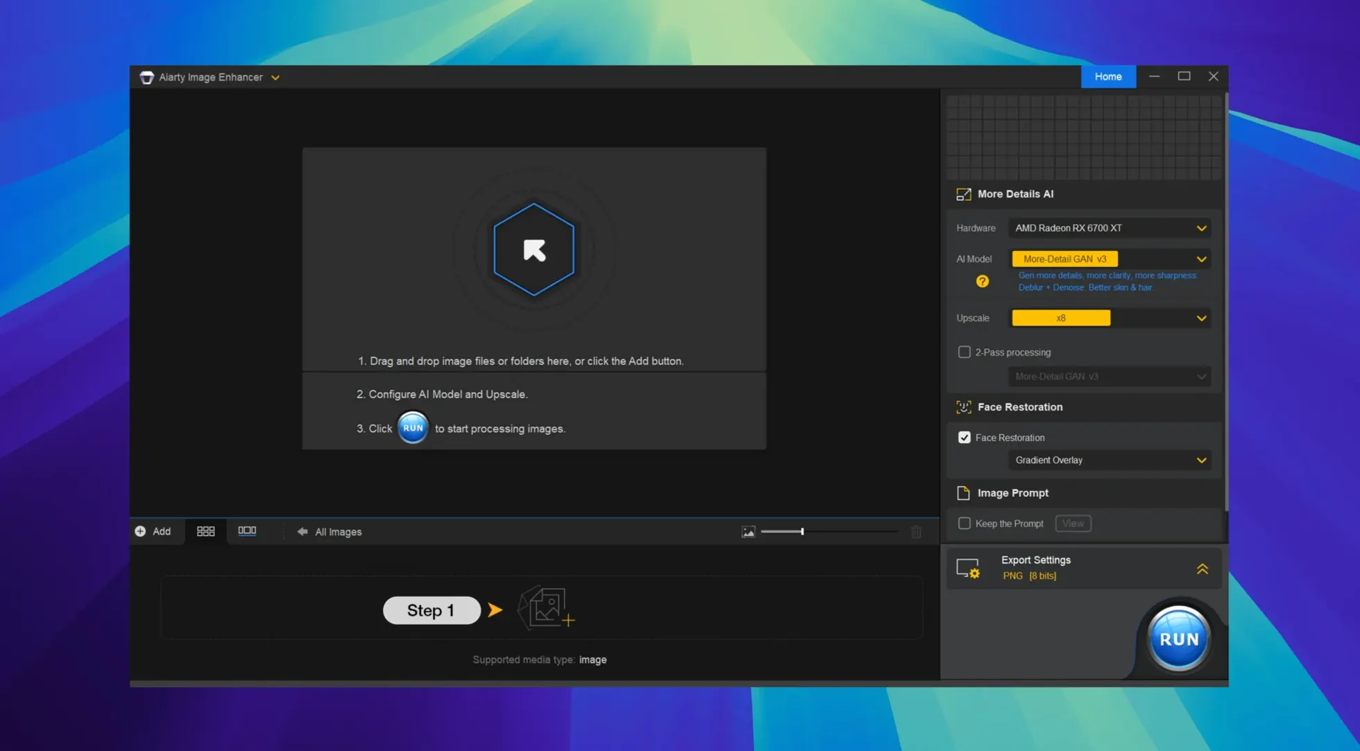 aiarty image enhancer — window overview