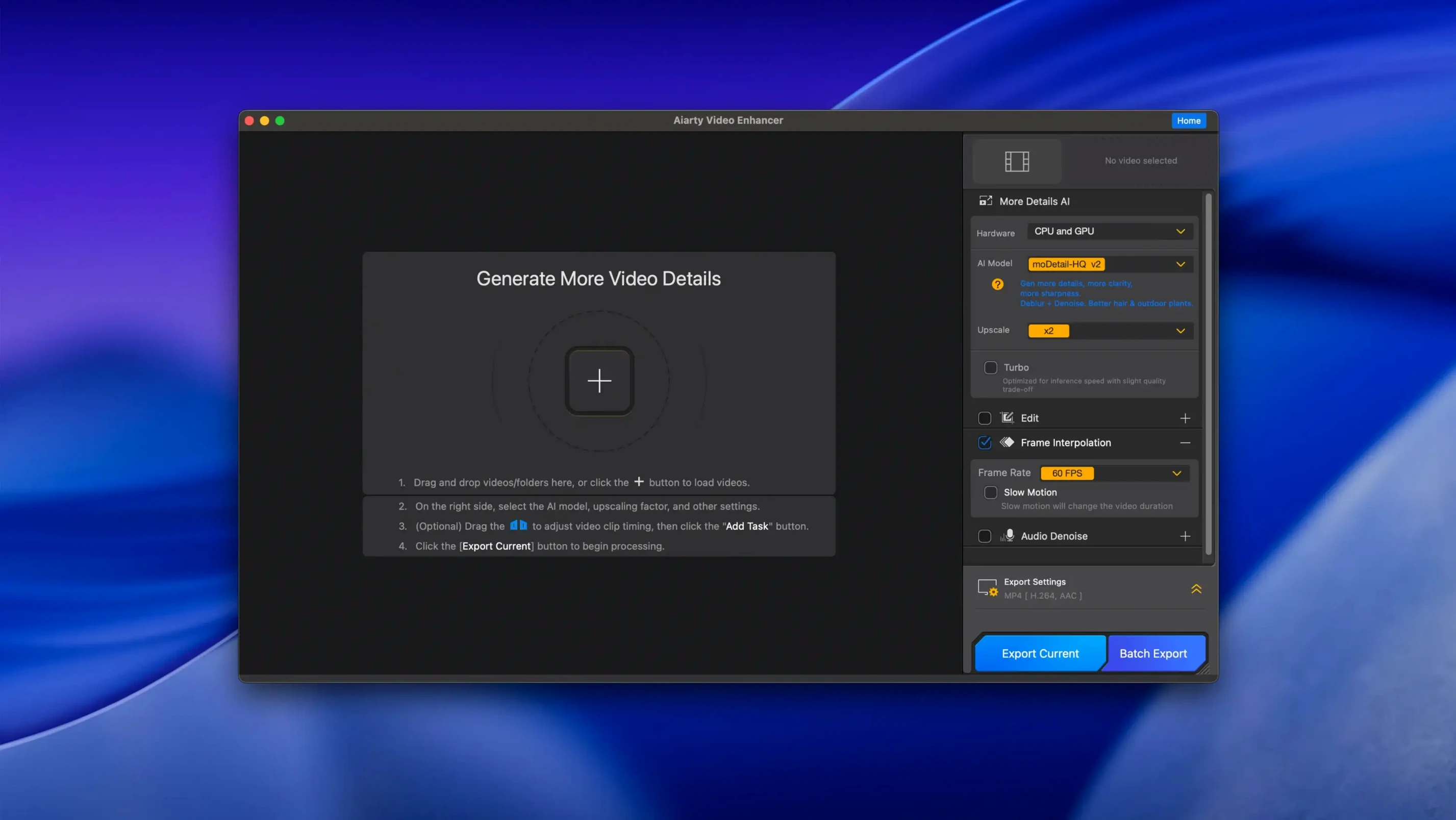 aiarty video enhancer cracked — window overview
