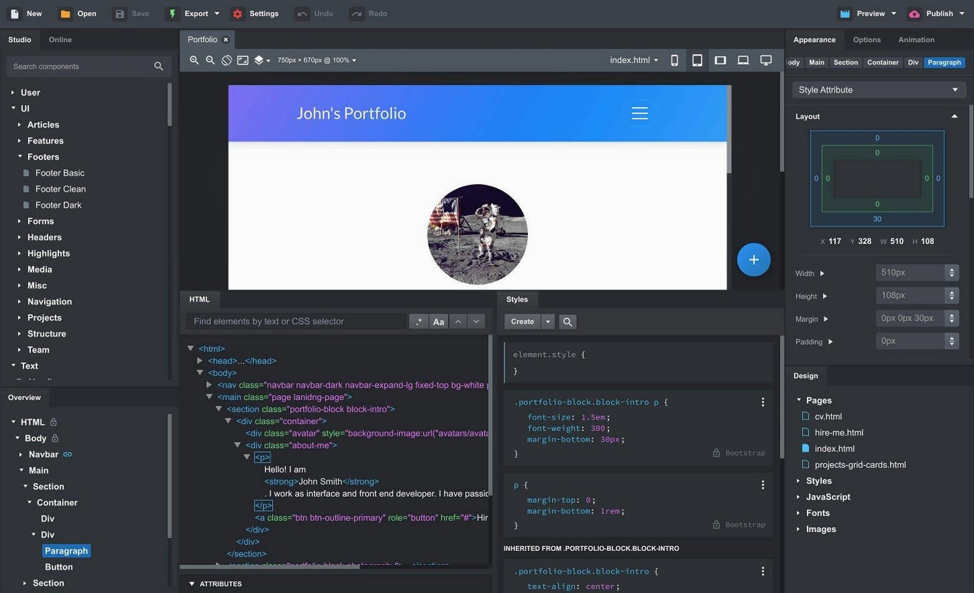 Bootstrap Studio mode 2