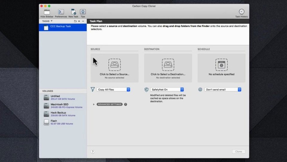 carbon copy cloner mac crack — window overview