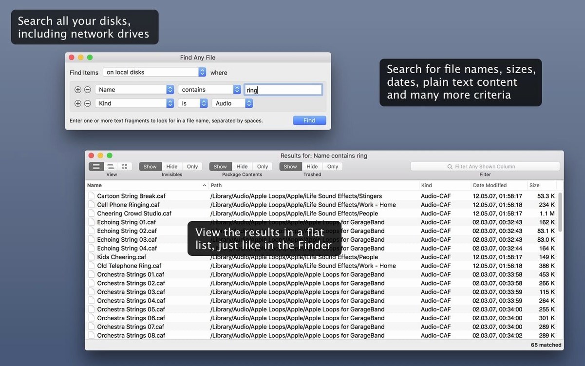 find any file — window overview