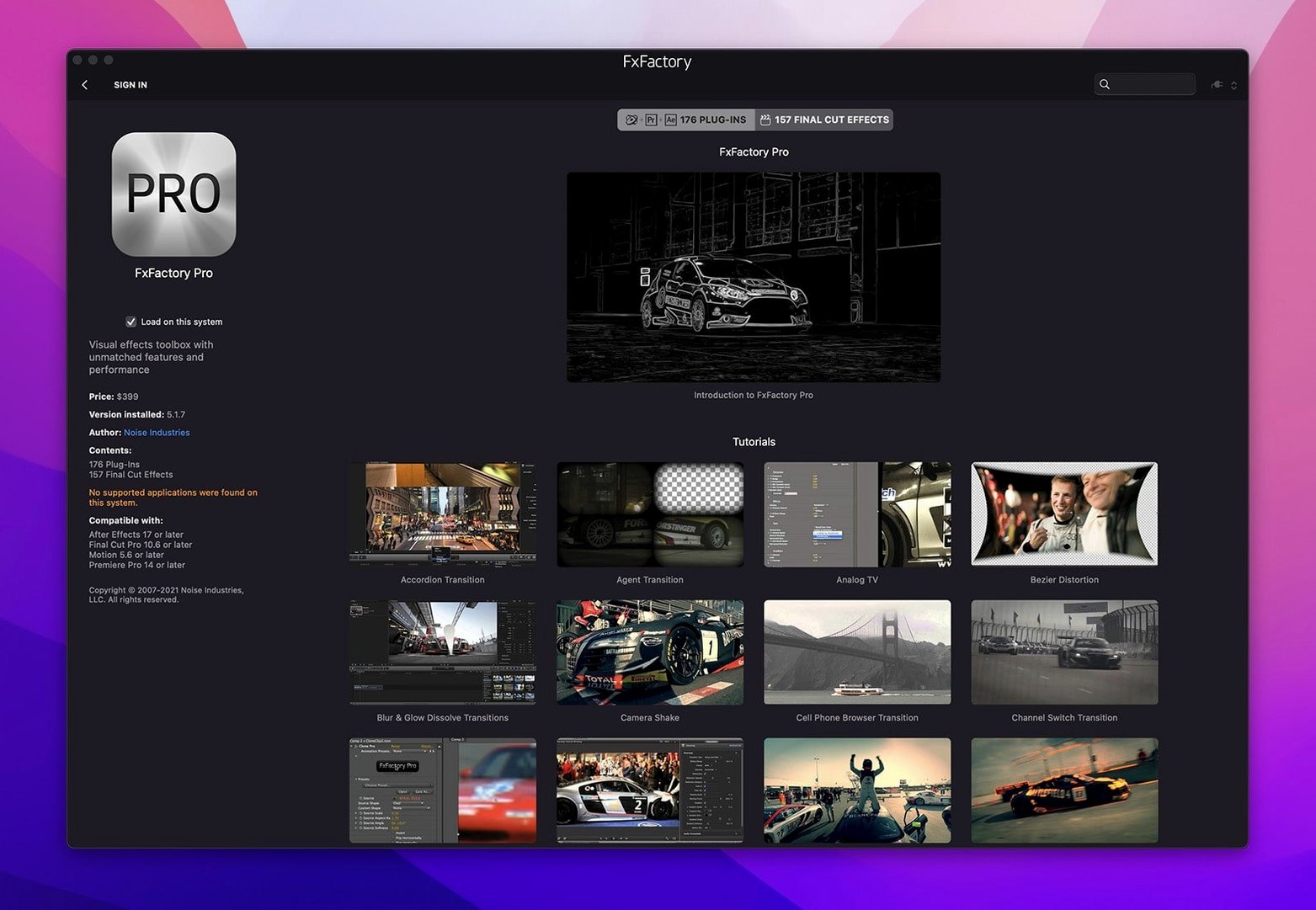 FxFactory Pro detail view 2
