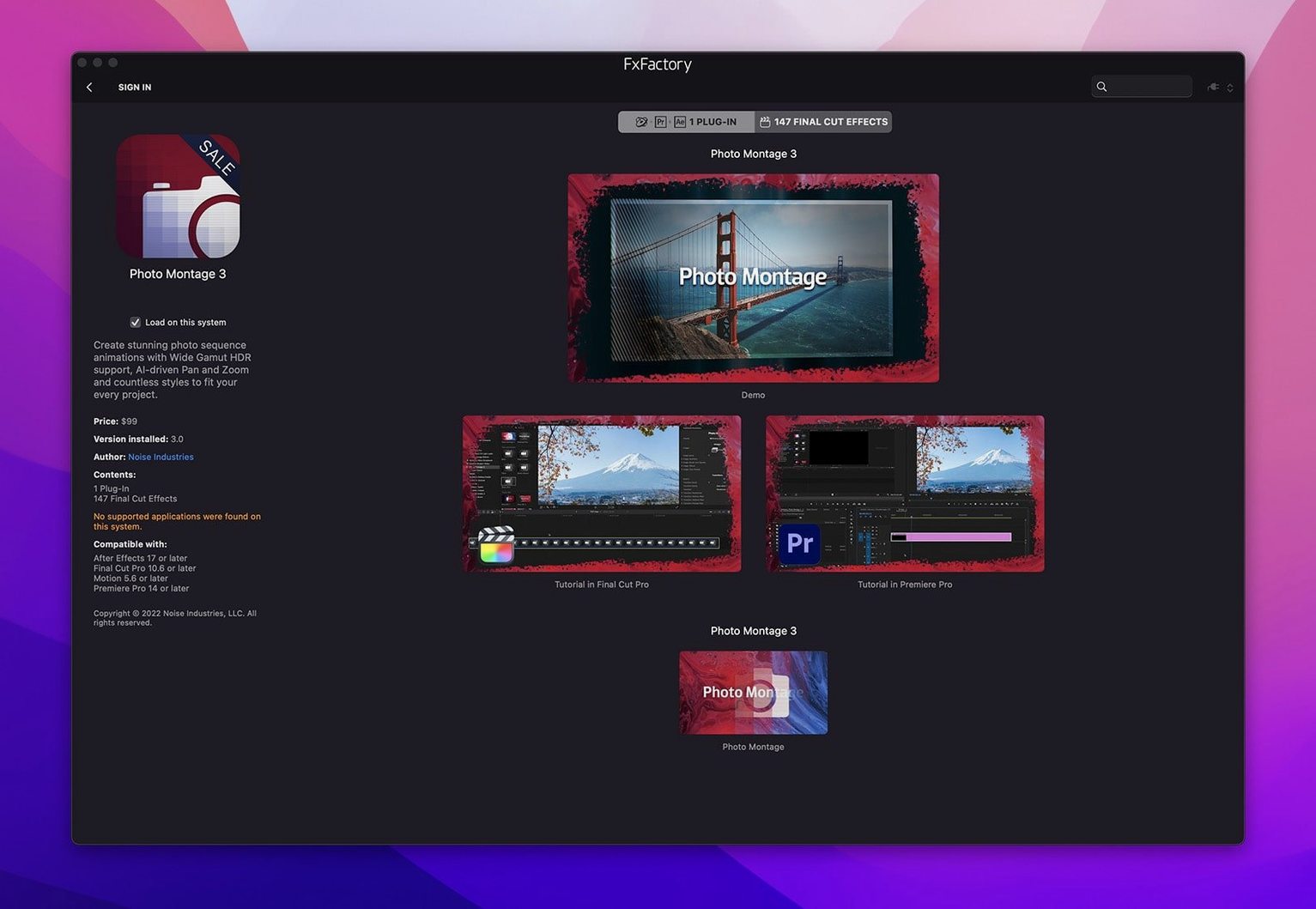 FxFactory Pro detail view 3