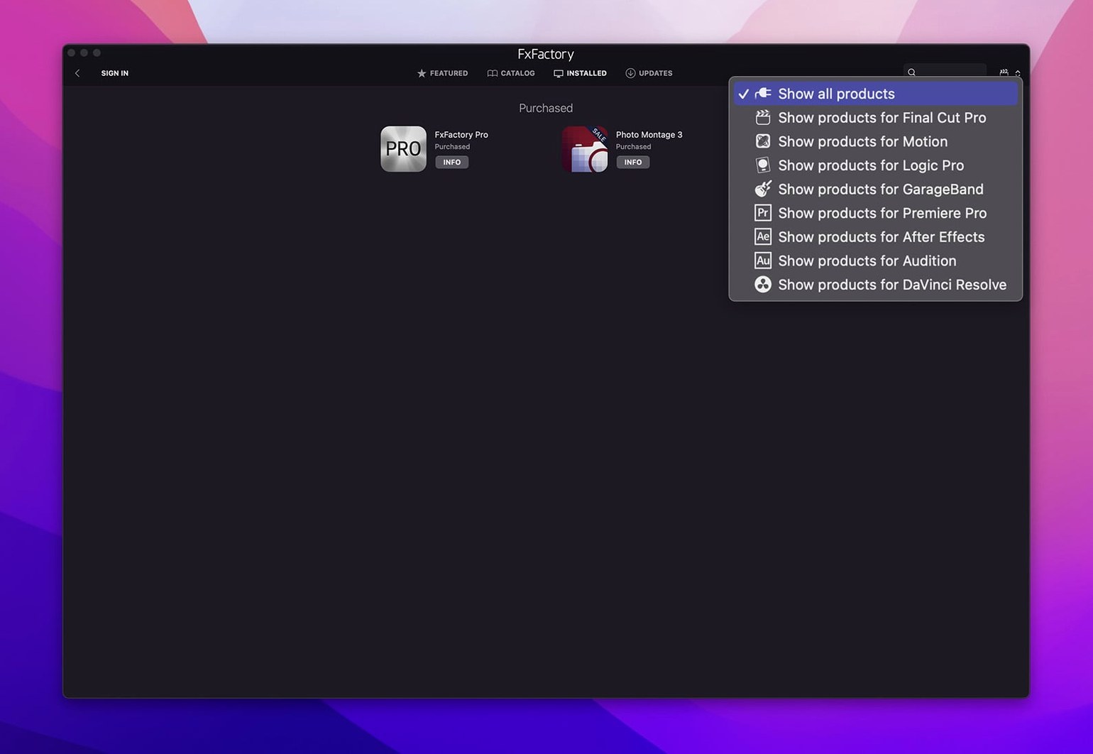 FxFactory Pro detail view 4
