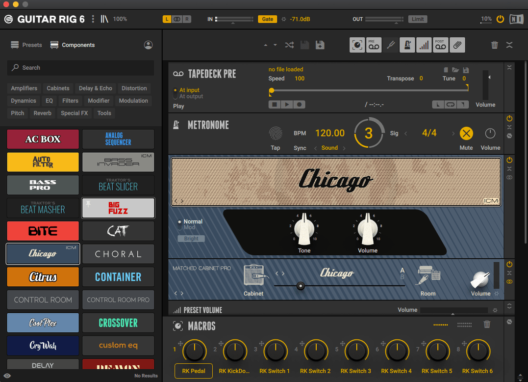 guitar rig mac torrent — window overview