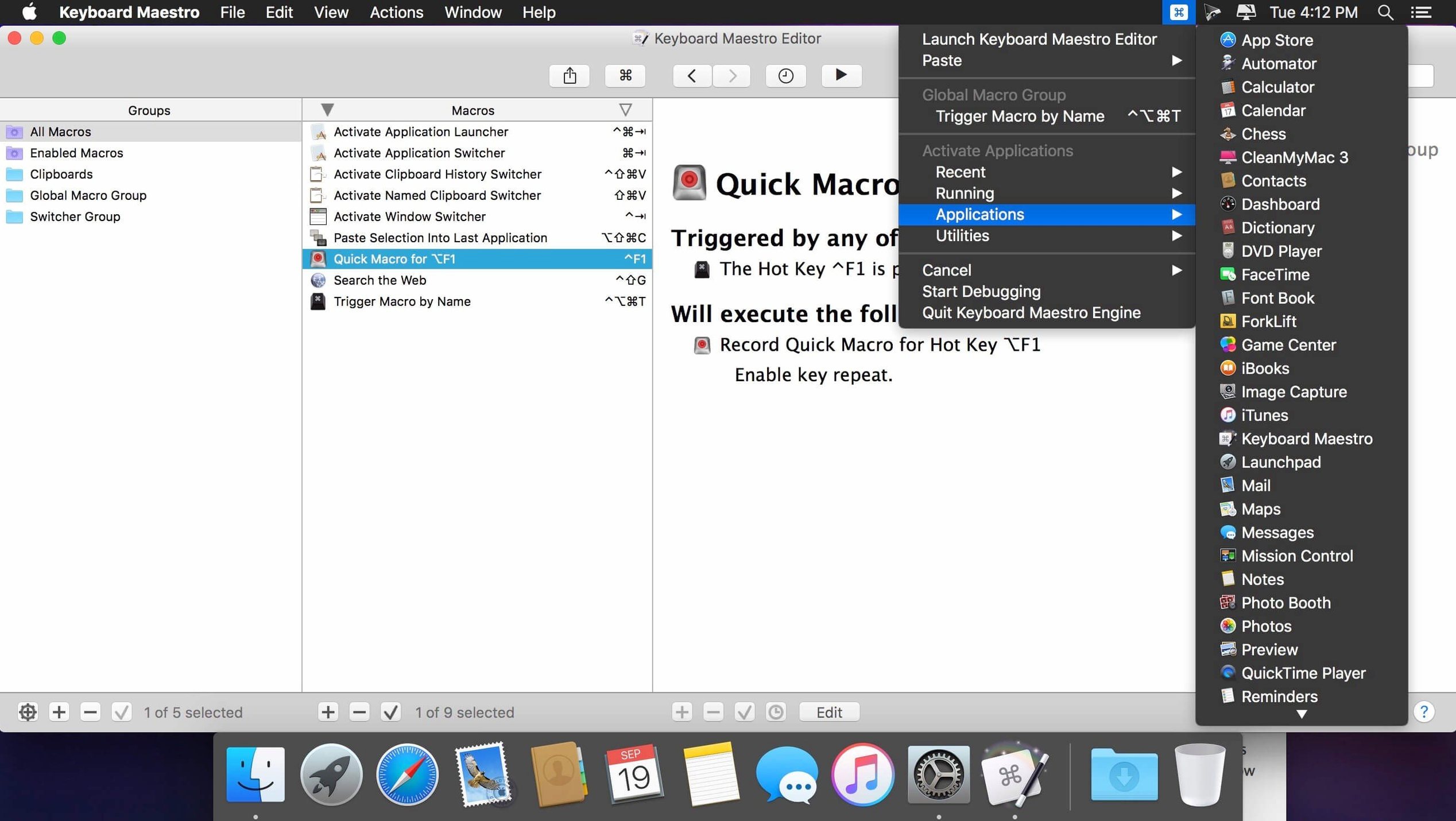 Keyboard Maestro detail view 3