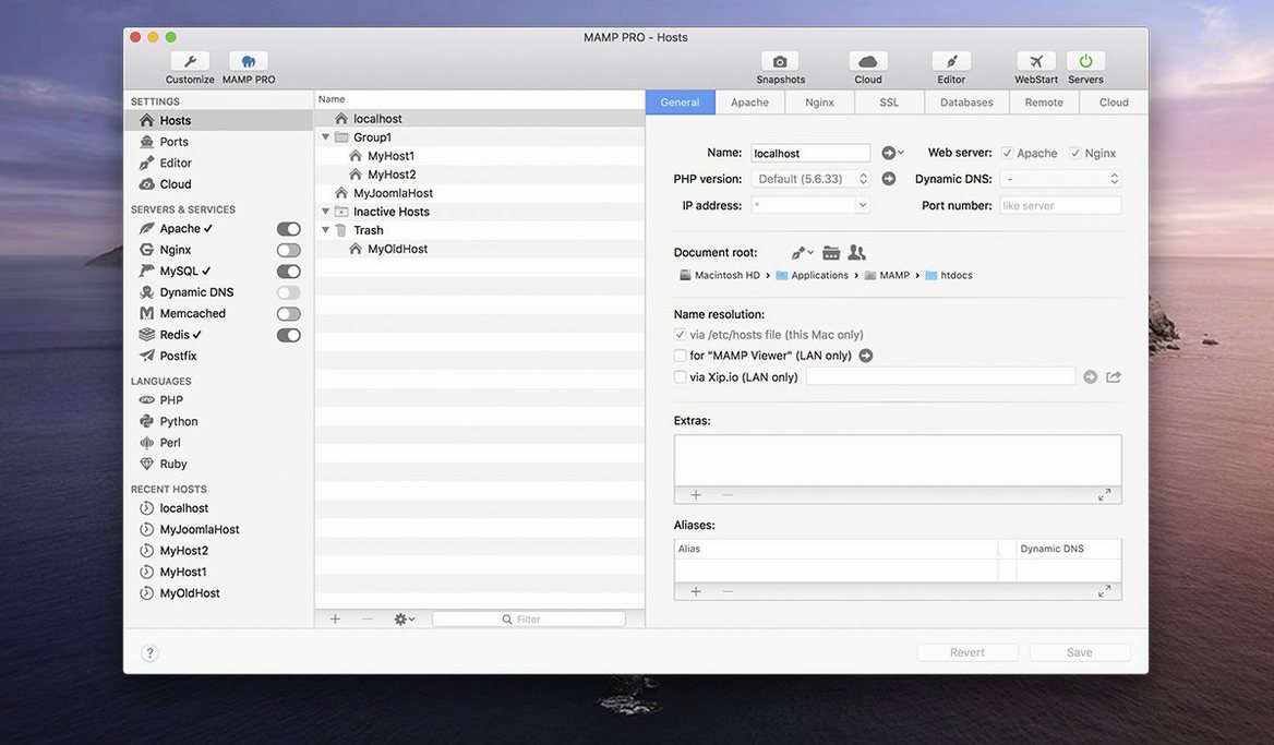 mamp pro nulled — window overview