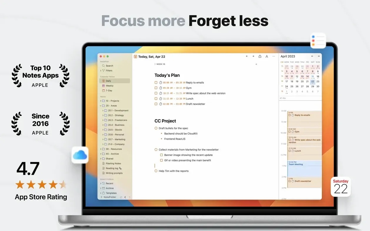 noteplan - to-do list & notes torrent mac — window overview