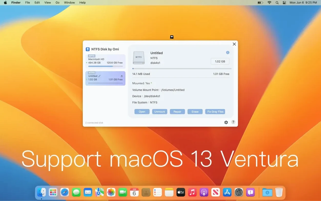 ntfs disk by omi ntfs mac full version — window overview