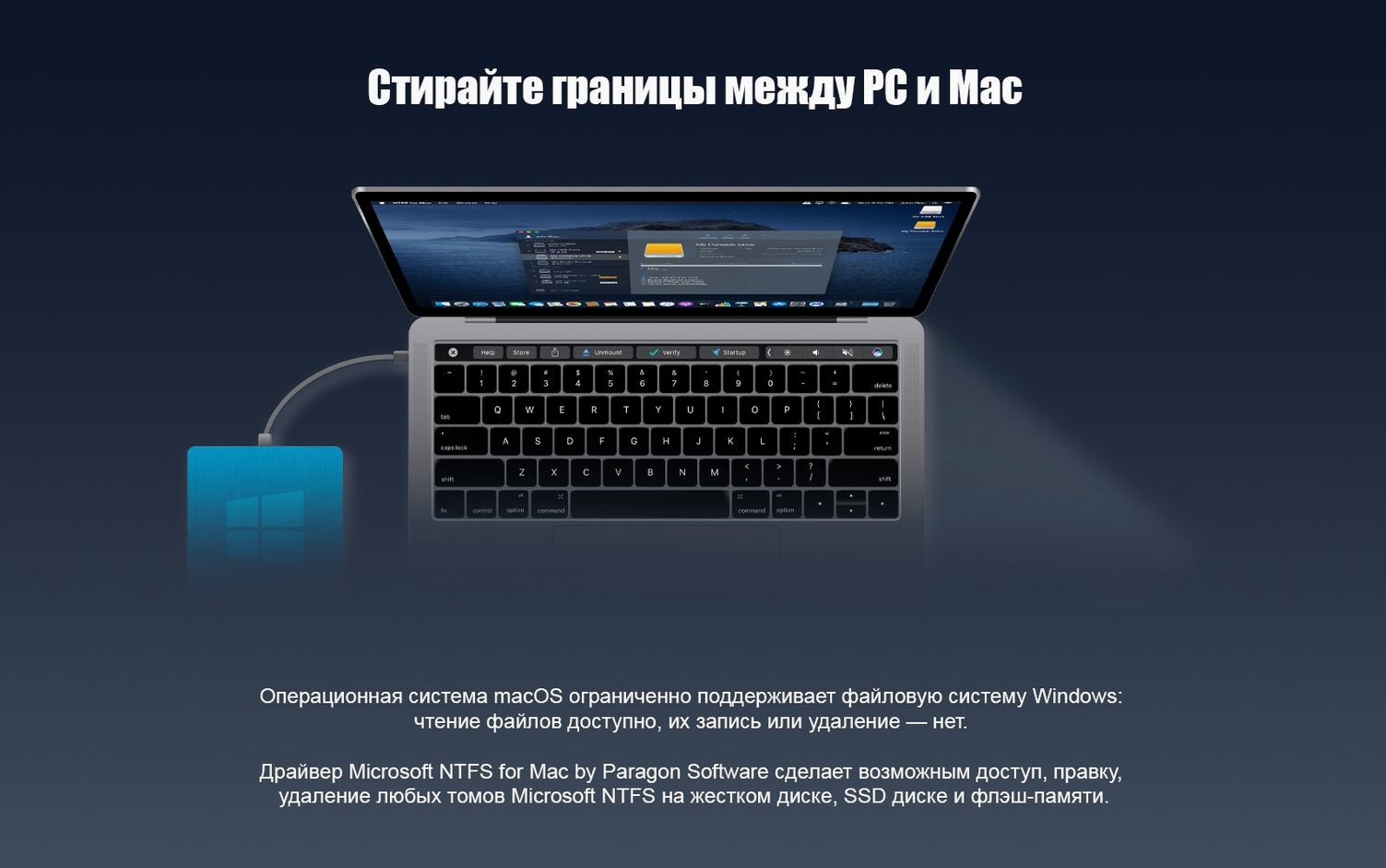 paragon ntfs for mac — window overview