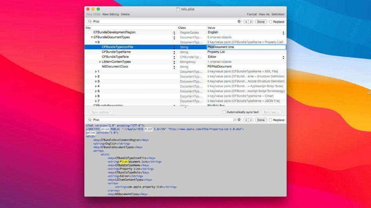 PlistEdit Pro detail view 2