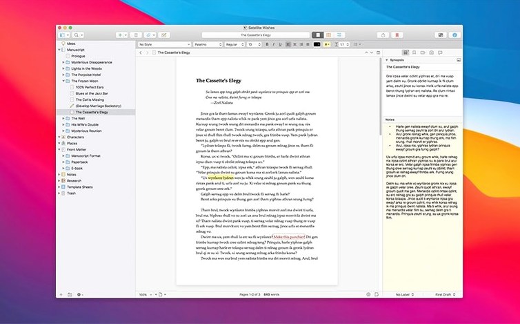 scrivener 3.5.2 — window overview