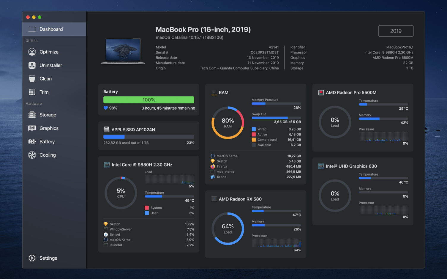sensei mac app — window overview