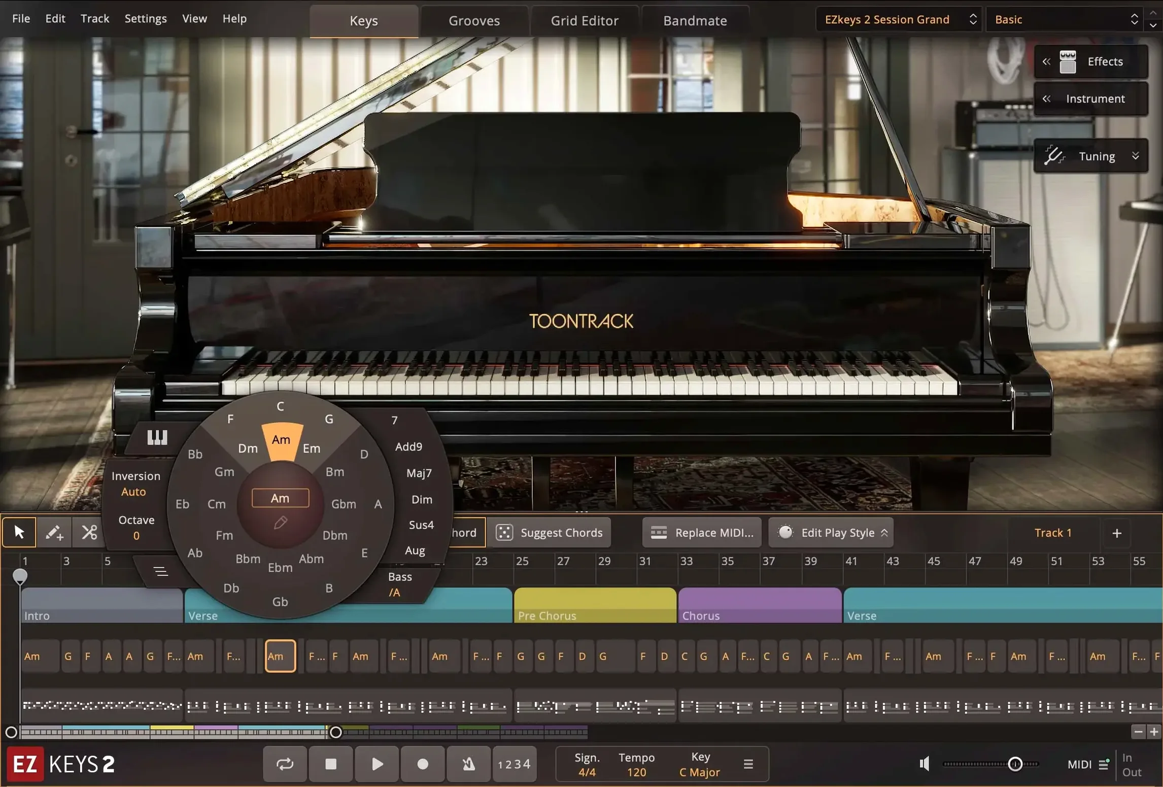 toontrack ezkeys — window overview