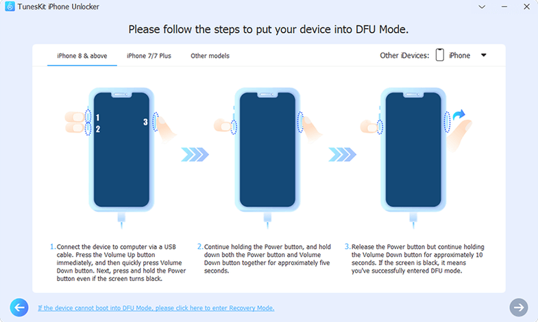 TunesKit iPhone Unlocker mode 2