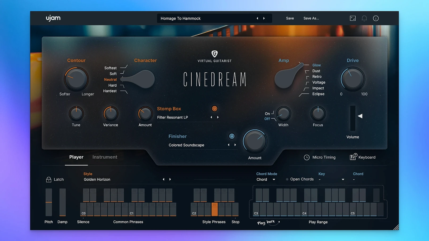 ujam virtual guitarist free download start screen