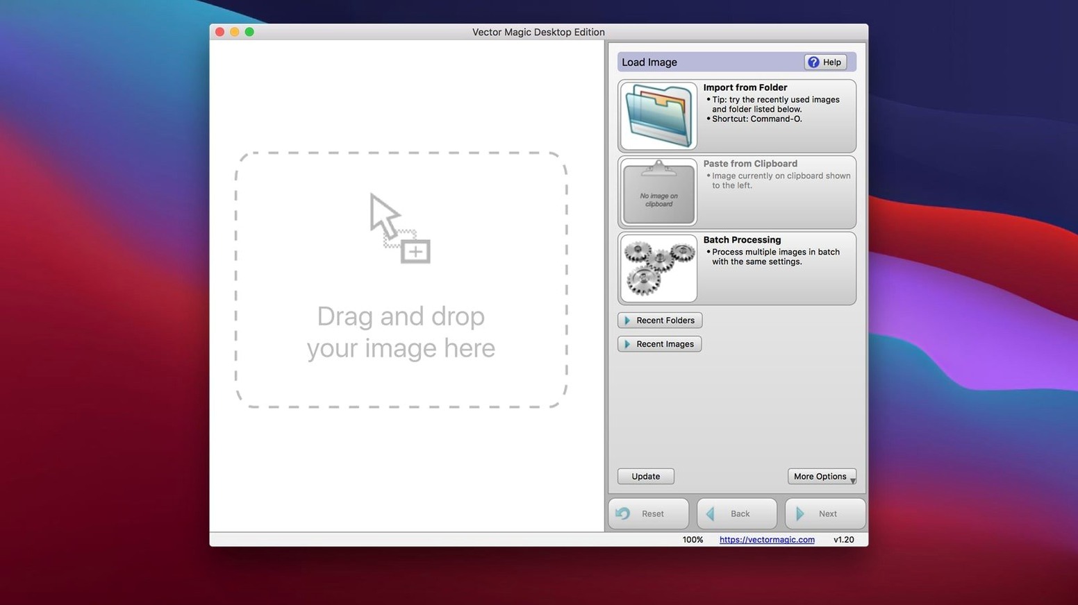 vector magic 1.20 — window overview