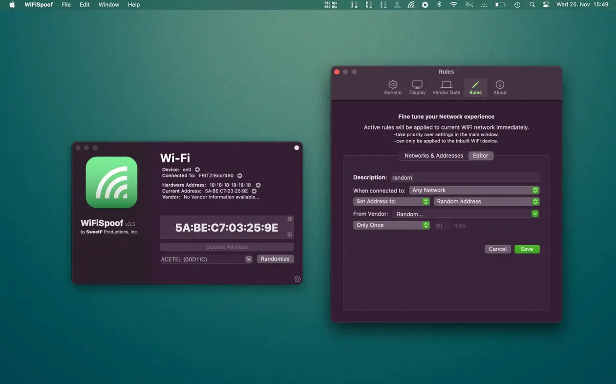 wifispoof mac torrent — window overview