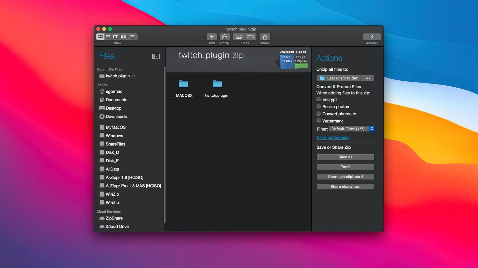 WinZip Mac Pro detail view 2
