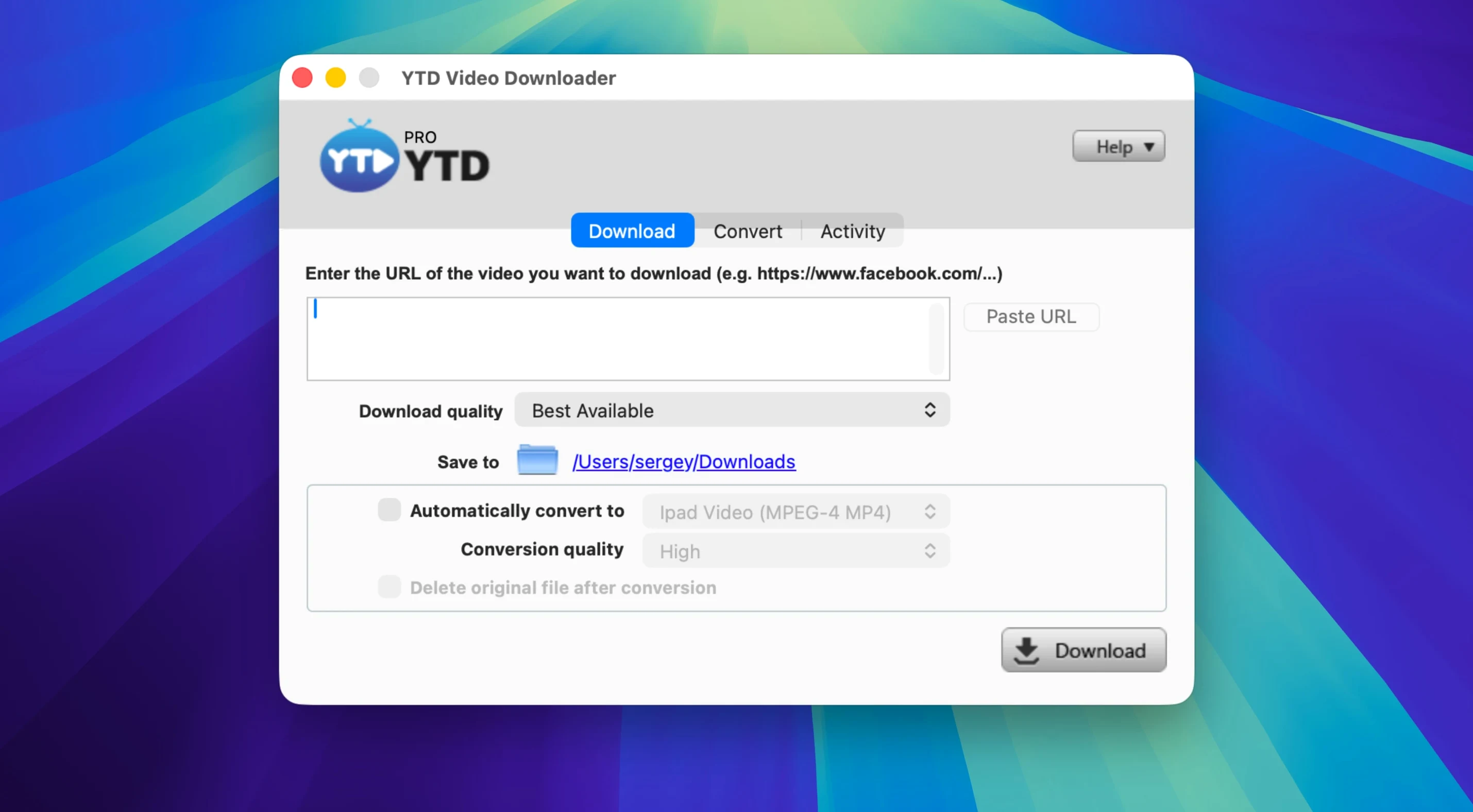 ytd video downloader torrent — window overview